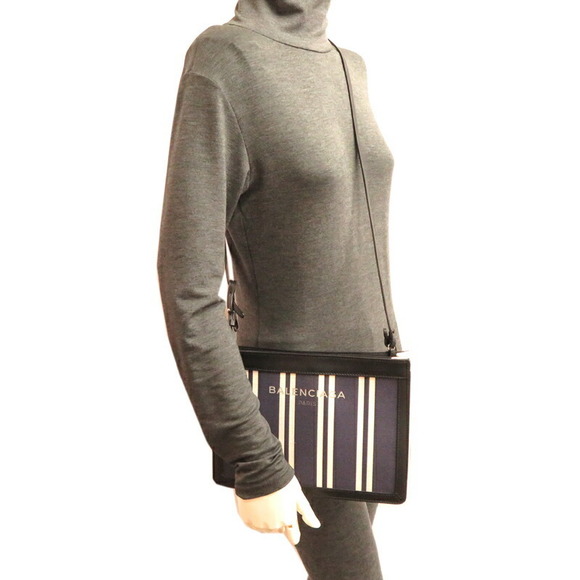 Balenciaga Pochette Shoulder Bag Canvas Navy Blue - Picture 9 of 10